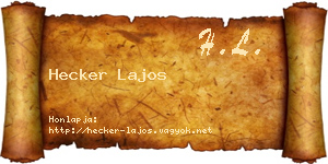 Hecker Lajos névjegykártya